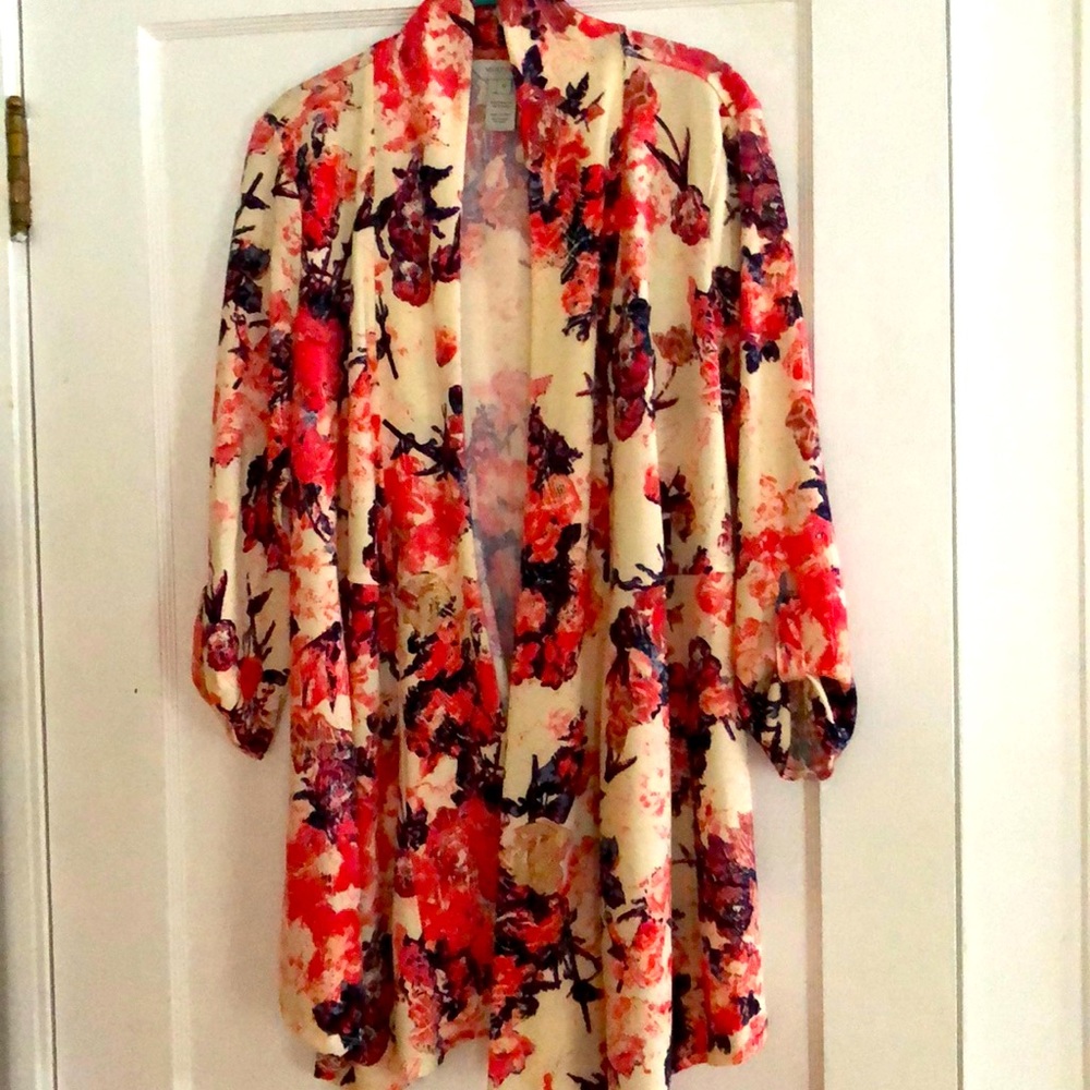 Multiples Cream Flowered Sweater